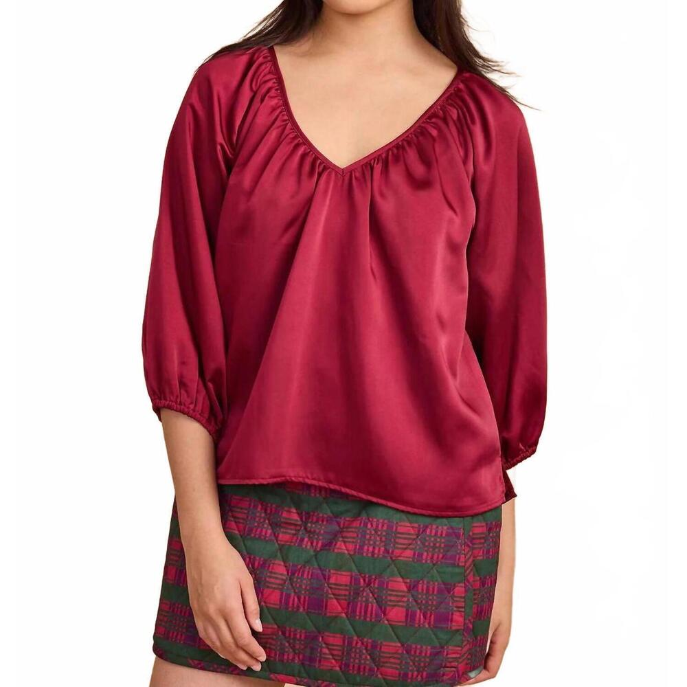 NEW DOUBLE A beatrice v-neck top in red